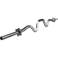 UMI. by Amazon -Barra de Levantamiento de Pesas Estándar EZ Curl Bar 120cm de Cromo Macizo con 2 Collares spinlock